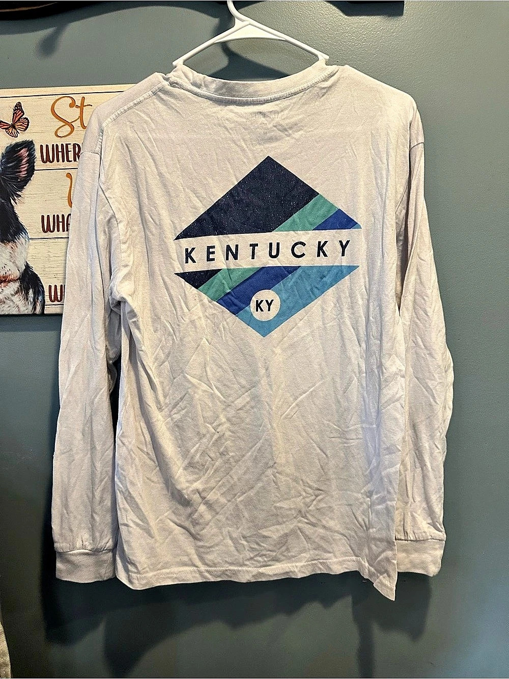Salt Creek Kentucky long sleeve tee Long Sleeve Tee in White & Blue Size Medium